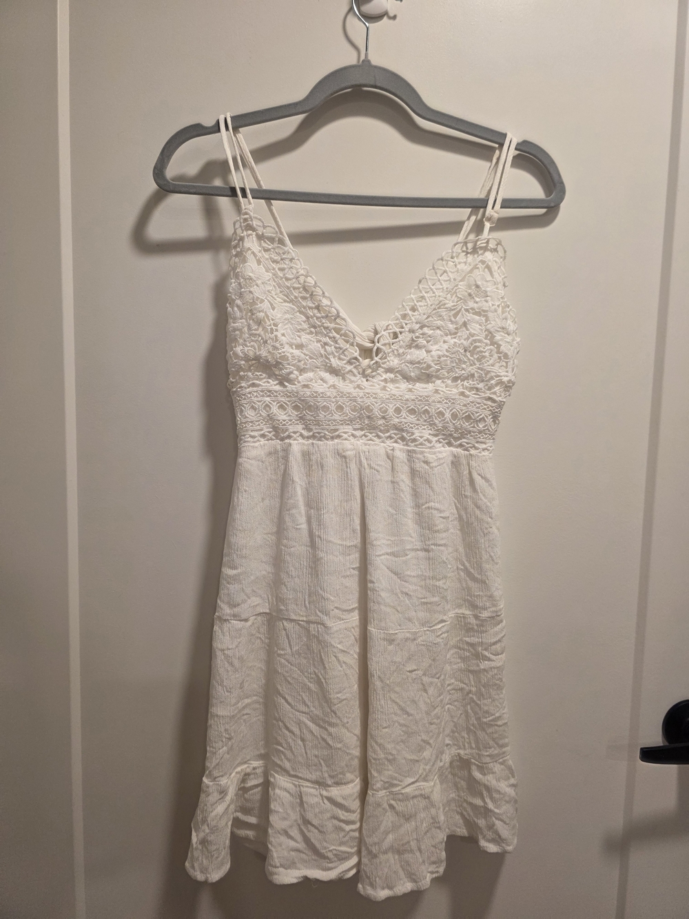 Bright White Crochet Bodice Summer Dress